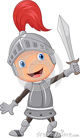 Cartoon knight boy Vector Illustration