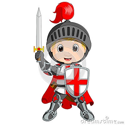 Cartoon knight boy Vector Illustration