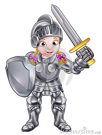 Cartoon Knight Girl Vector Illustration