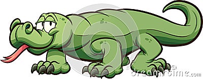 Cartoon komodo dragon or monitor lizard Vector Illustration