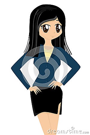 Cartoon Lady in Business Suit Vector Illustration