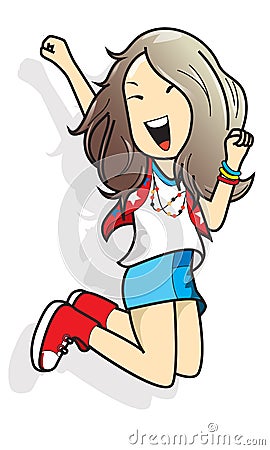 Cartoon lady jumping Vector Illustration