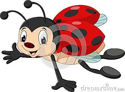 Cartoon ladybug flying Vector Illustration