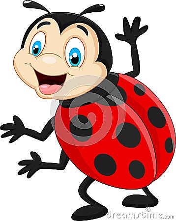 Cartoon ladybug waving Vector Illustration