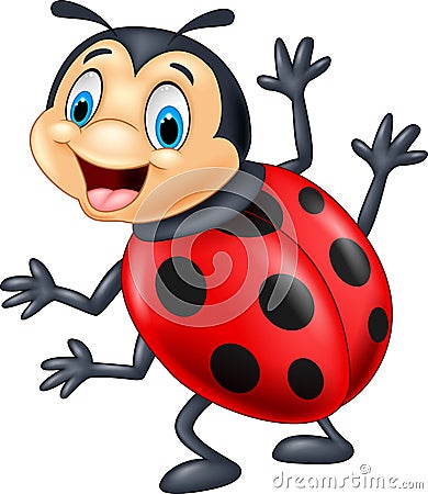 Cartoon ladybug waving Vector Illustration