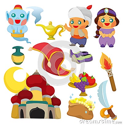 Cartoon Lamp of Aladdin icon Vector Illustration