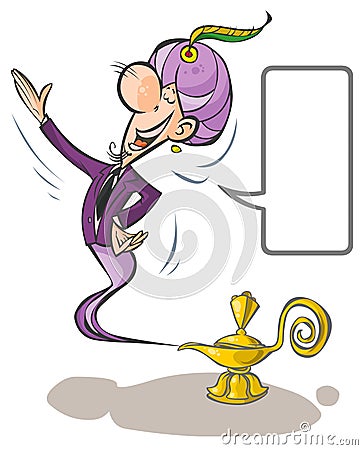 Cartoon Lamp Genie. Stock Photo