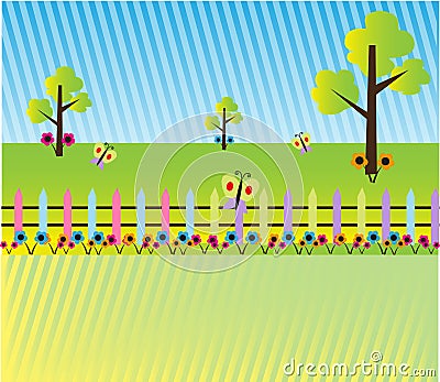 Cartoon landscape background Cartoon Illustration