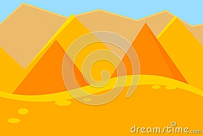 Cartoon Landscape of Desert Pyramids for Game Vector Illustration