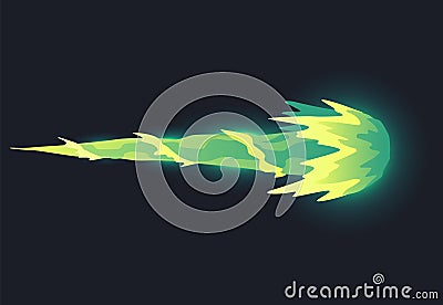 Cartoon laser gun beam. Futuristic shot effect. Blaster attack. Alien combat weapon rays. Destructive plasma flow Vector Illustration