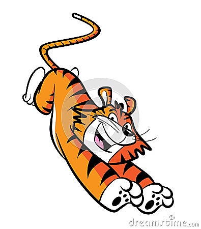 Cartoon leaping tiger Vector Illustration