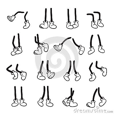 Cartoon legs set, funny cute comic drawing Vector Illustration