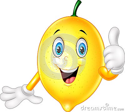 Cartoon lemon giving thumbs up Vector Illustration