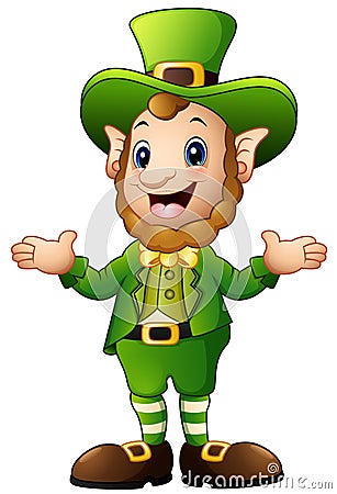 Cartoon Leprechaun presenting Vector Illustration