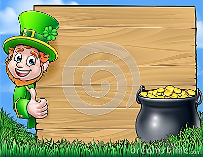 Cartoon Leprechaun St Patricks Day Background Sign Vector Illustration