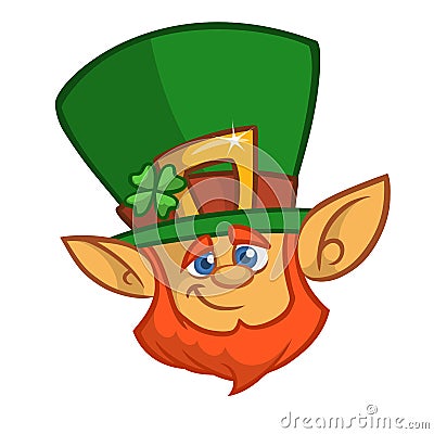 Cartoon leprechaun. Vector leprechaun head icon. Vector Illustration