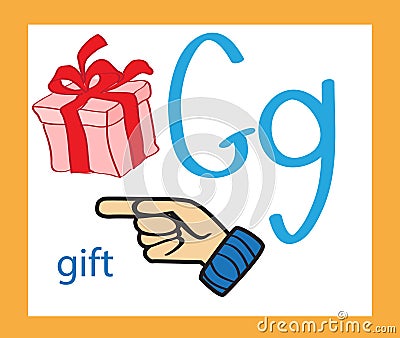 Cartoon letter G. Creative English alphabet. ABC concept. Sign language and alphabet. Vector Illustration