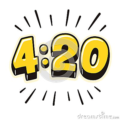 4:20 cartoon lettering Vector Illustration