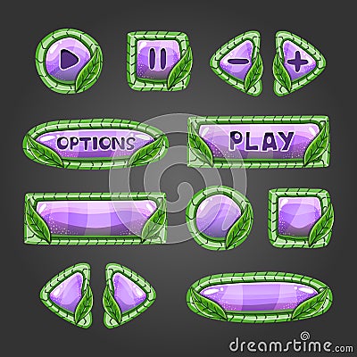 Cartoon lilac buttons with leaves Cartoon Illustration