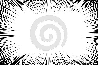 Cartoon line. Accent attention. Comic elements. Radial effect. Focus black lines isolated on white background. Concentrated patter Vector Illustration