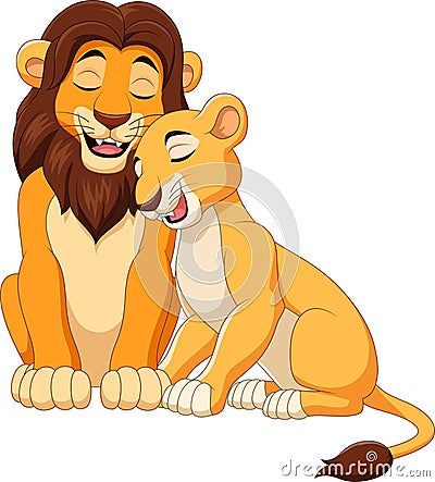 Cartoon lion couple Vector Illustration