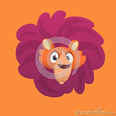 Cartoon lion head icon. Flat Bright Color Simplified Vector Illustration Vector Illustration