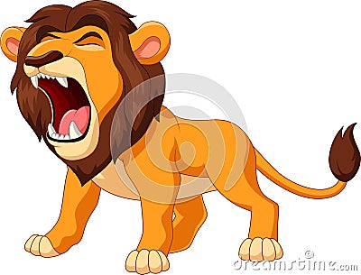 Cartoon lion roaring Vector Illustration