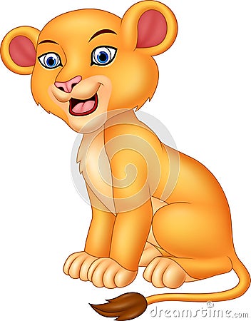 Cartoon lioness isolated on white background Vector Illustration