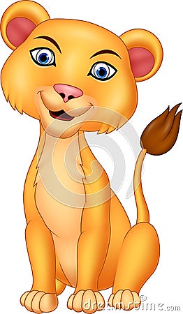 Cartoon lioness isolated on white background Vector Illustration