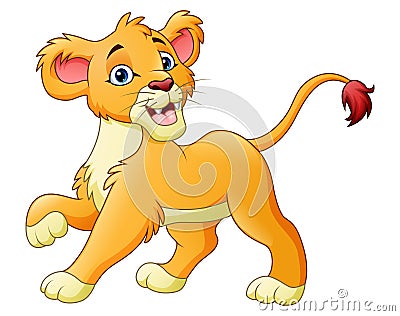 Cartoon lioness isolated on white background Vector Illustration