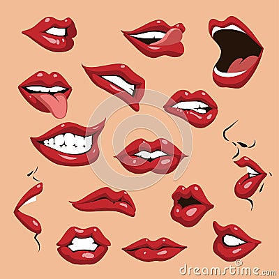 Cartoon lips set Cartoon Illustration