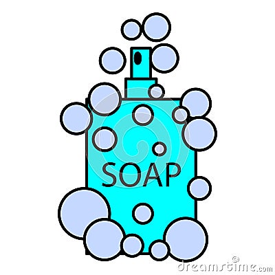 Cartoon liquid soap on transparent background. Hand draw. Medical hygiene for hands. Vector illustration. stock image. Vector Illustration