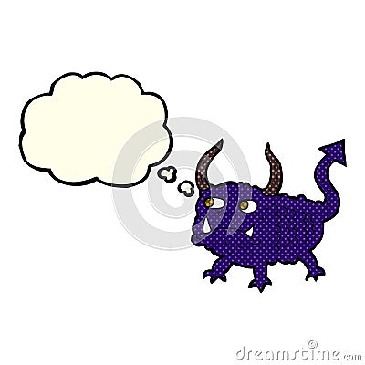 cartoon little demon with thought bubble Stock Photo