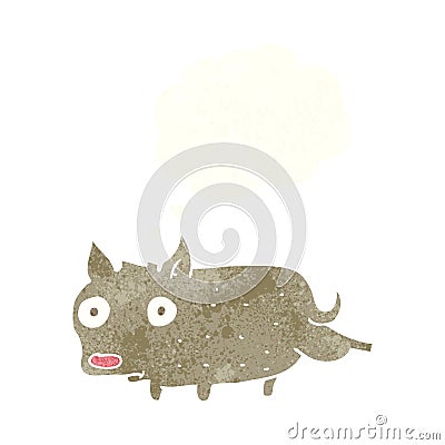 cartoon little dog cocking leg with thought bubble Stock Photo