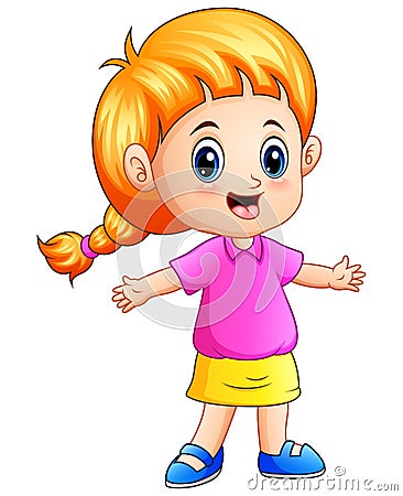 Cartoon little girl with blond hair Vector Illustration