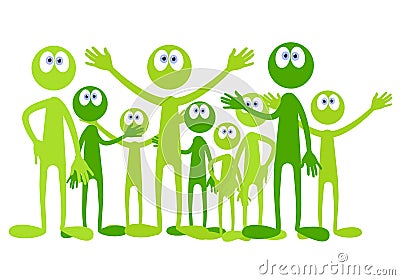 Cartoon Little Green Men Cartoon Illustration