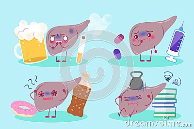 Cartoon liver health concept Vector Illustration