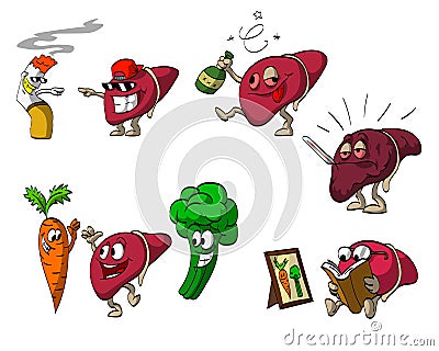 Cartoon Liver Set Vector Illustration