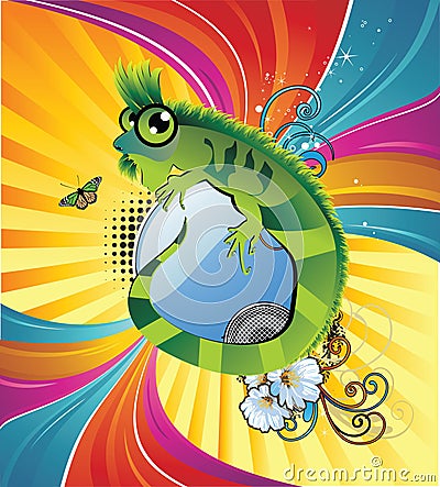 Cartoon lizard background Vector Illustration