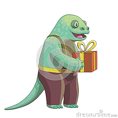 Cartoon lizard character, vector drawing Vector Illustration