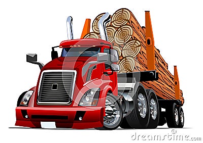 Cartoon logging truck Vector Illustration