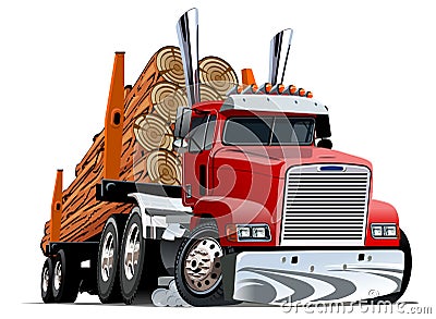 Cartoon logging truck Vector Illustration