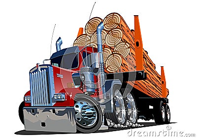 Cartoon logging truck Vector Illustration