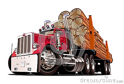 Cartoon logging truck Vector Illustration