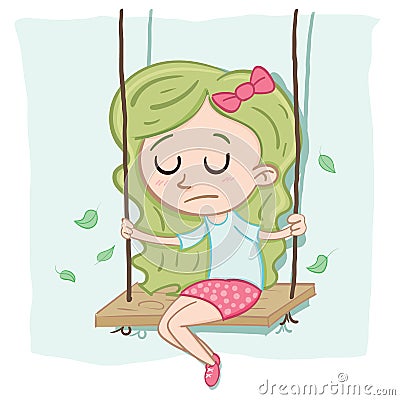 Cartoon lonely girl Vector Illustration