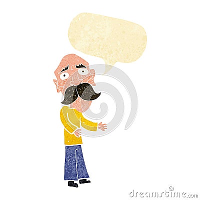 cartoon lonely old man with speech bubble Stock Photo