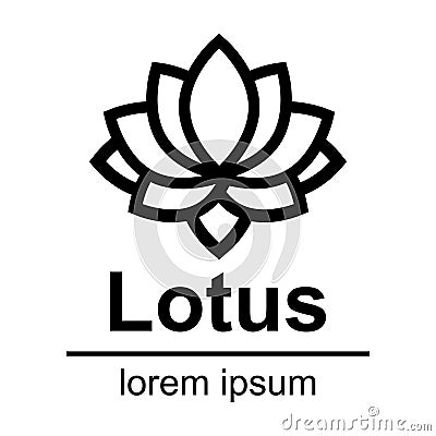 Cartoon lotus outline logo Vector Illustration
