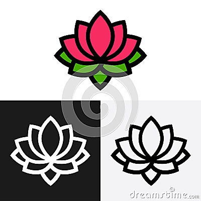 Cartoon lotus outline logo Vector Illustration