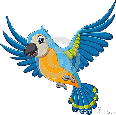 Cartoon macaw flying Vector Illustration
