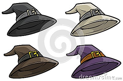 Cartoon magician medieval top hat vector icon set Vector Illustration